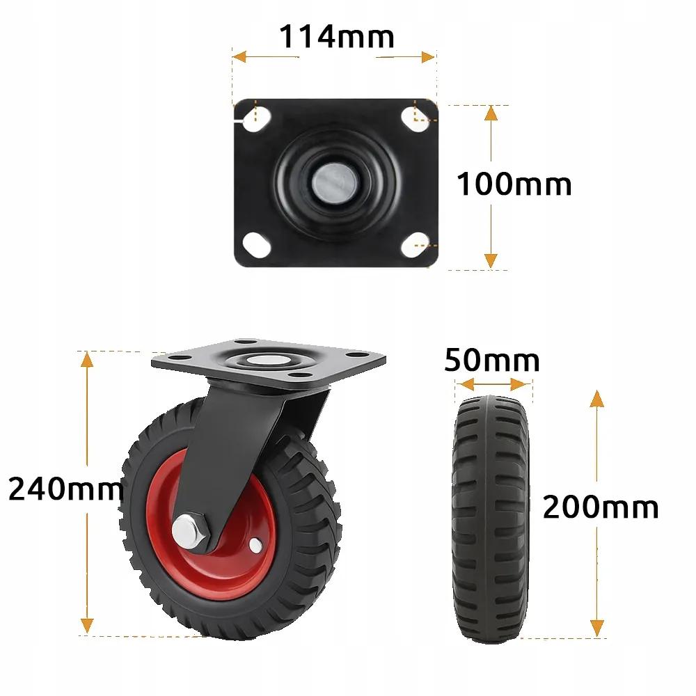 4x Szállítókerék a kocsihoz 200 mm 2x Forgó 2x Fix 700 kg Erős Gumi