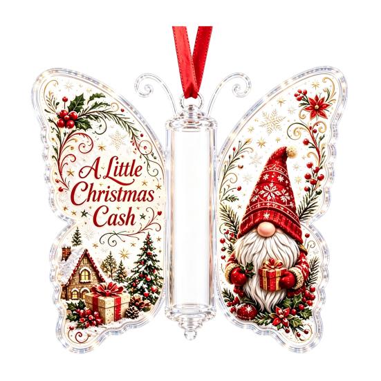 Feiertags-Geld-Überraschungs-Anhänger Weihnachts-Geldhalter-Schmuckstück, Acryl-Hänge-Dekoration mit Vintage-Erinnerungsstück Schmetterlingsdruck, Partyzubehör Und