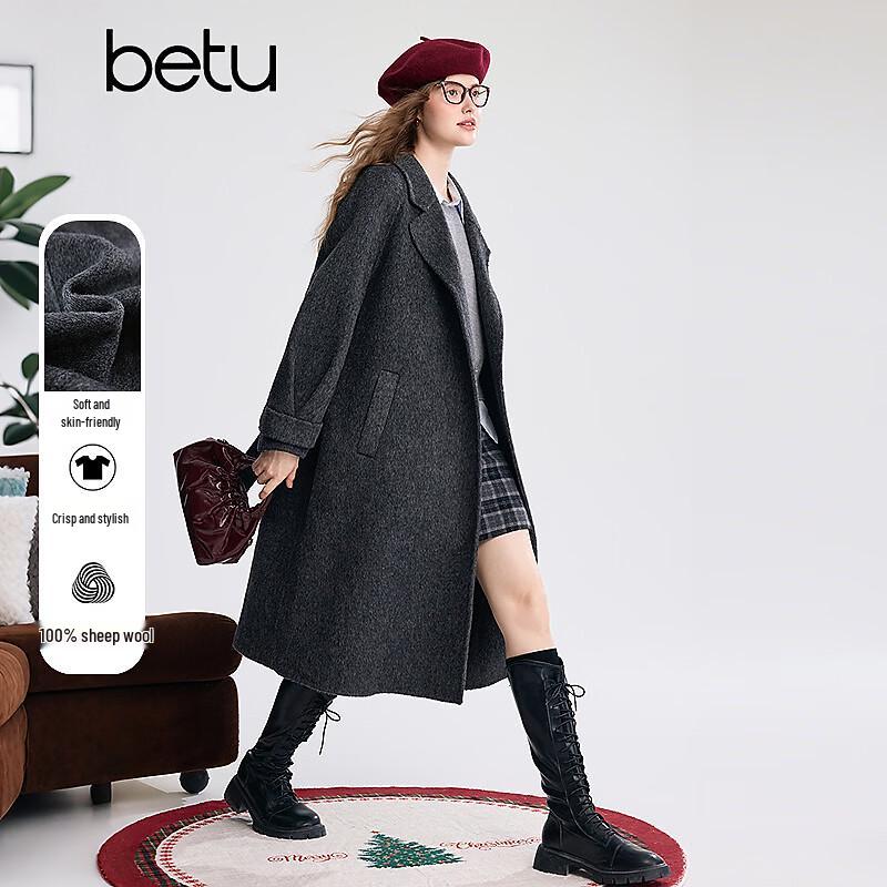 Betu Women's 100% Wool Lapel Winter Overcoat