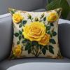 1Pc Yellow Rose Themed Printed Throw Pillow Cover, Suitable For Sofa, Bedroom, Living Room, An Elegant Gift For Flower Lovers.