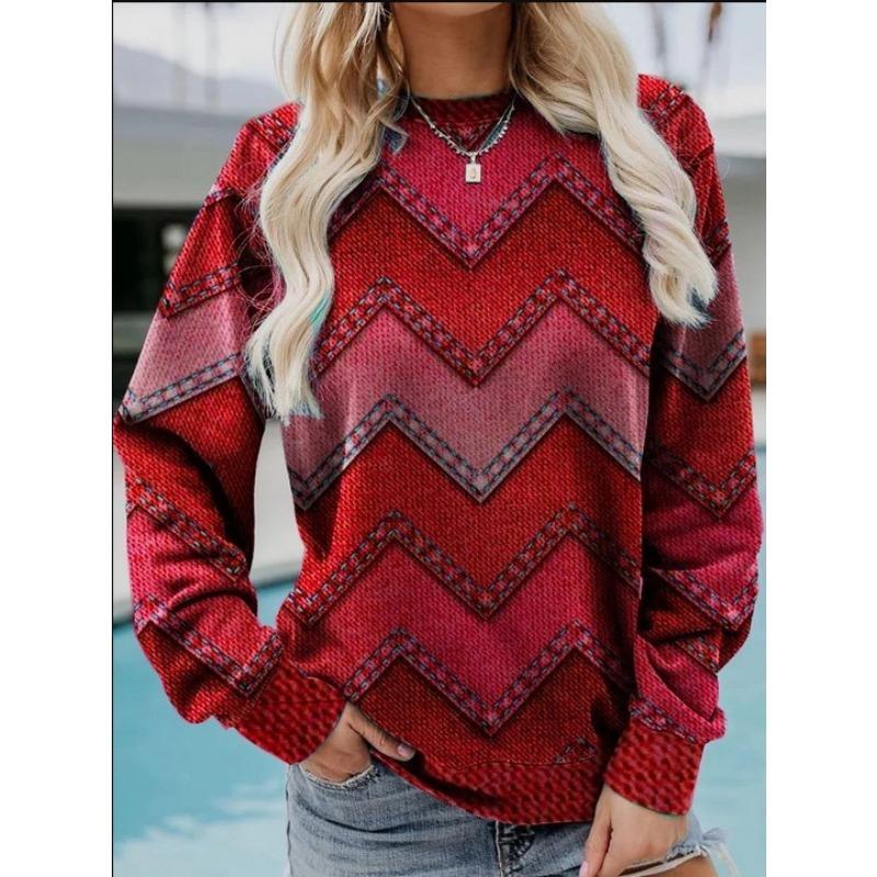 Ethnic Geometric Pattern 3D Print Sweatshirts Women Casual Raglan Long Sleeves Hoodie Y2k Pullover Harajuku Tops