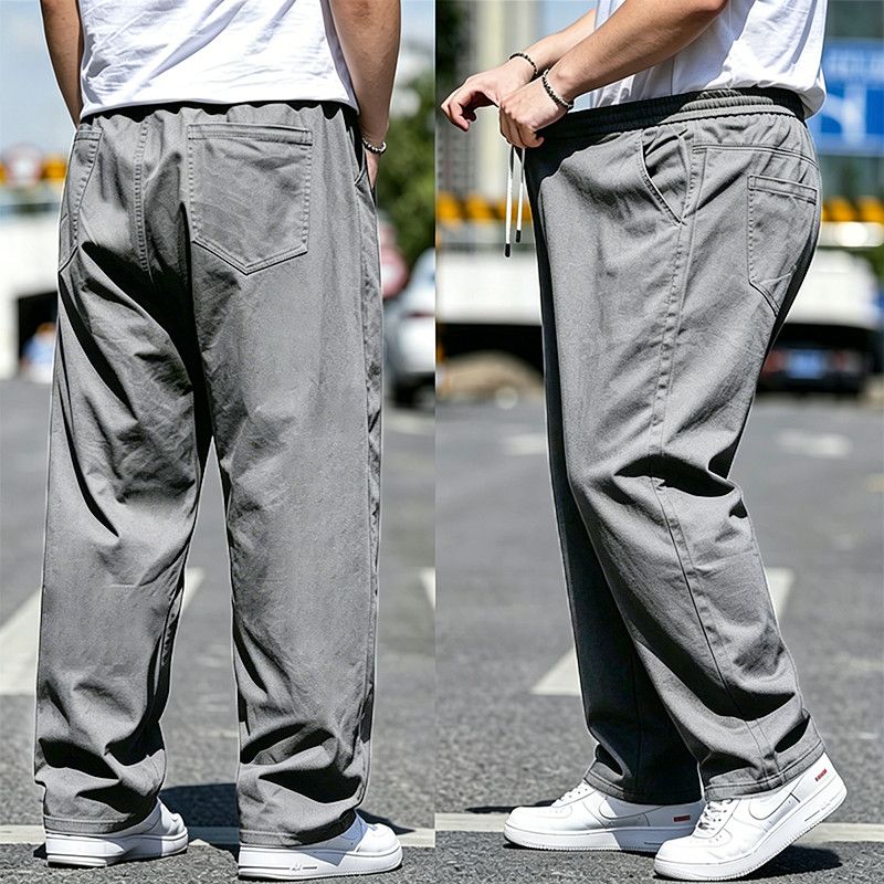 Autumn and Winter Men's Clothing Plus-Sized Oversized Slacks Thick Elastic Cotton Loose Cargo