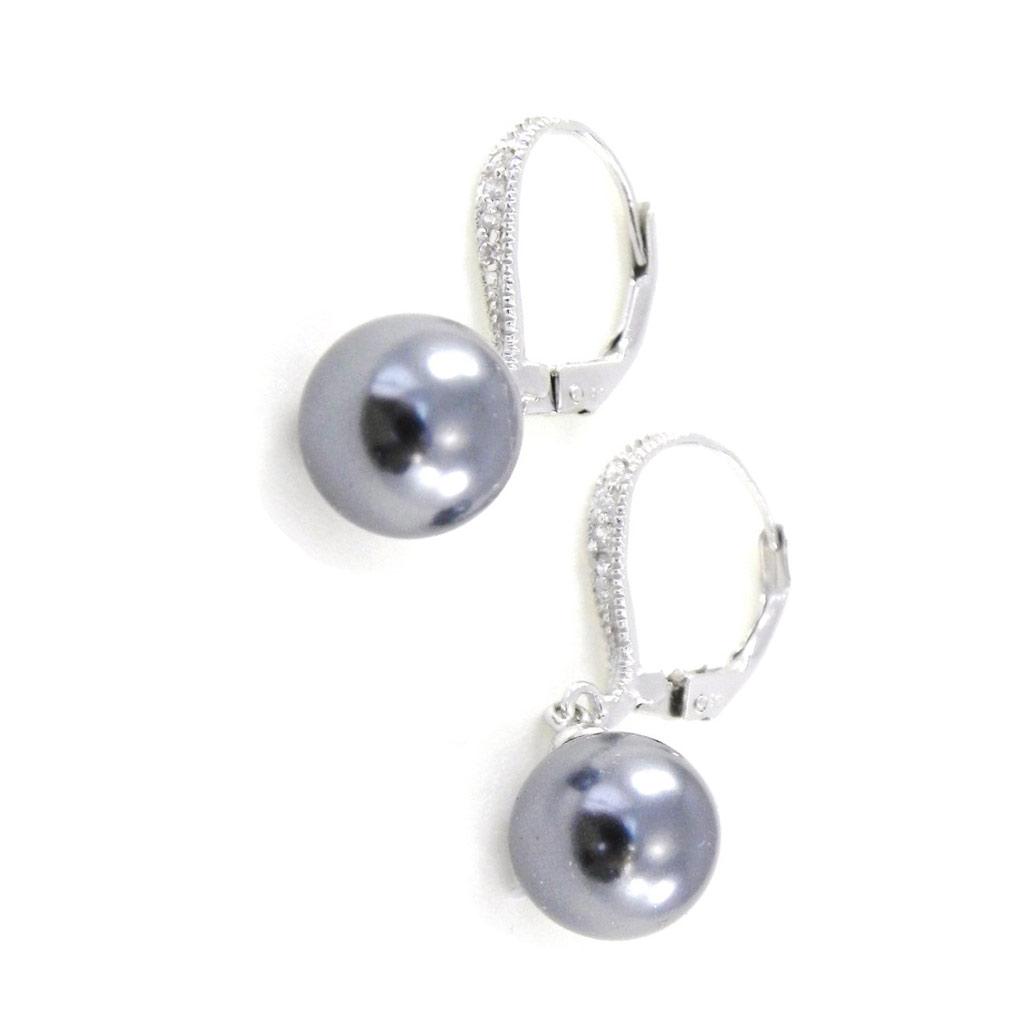 Les Trésors De Lily [F6856] - Silver Sleepers 'Pearl Beauty' Gray Silver White (rhodium-plated) - 7 Mm