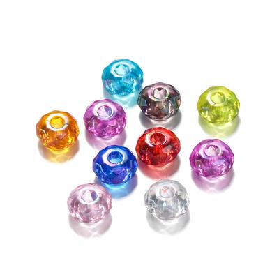 10 st/parti 14 mm Stort Hål Akrylpärlor AB-färg Mellanlägg Löst Hål för DIY Halsband Örhängen Smyckesdelar Tillbehör