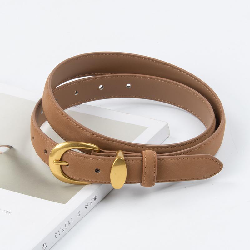 Four Seasons Available New Retro Matte Genuine Leather Women'S Belt Leather Paired With Jeans Casual Pants Decorative Versatile Belt