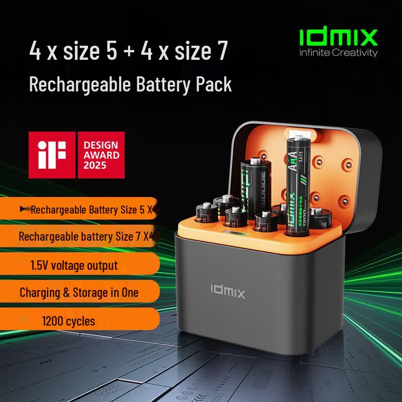 IDMIX 2A08 Pro Fast Charging Lithium-ion AA/AAA Battery Charger Set
