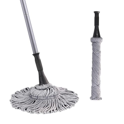 Mop, Floor Mop, Cleaning Mop for Flooring, Absorbent Mop with Wringer, Wet and Dry Mop for Home Use, No Bend, No Hand Stain, Easy Storage, Gray