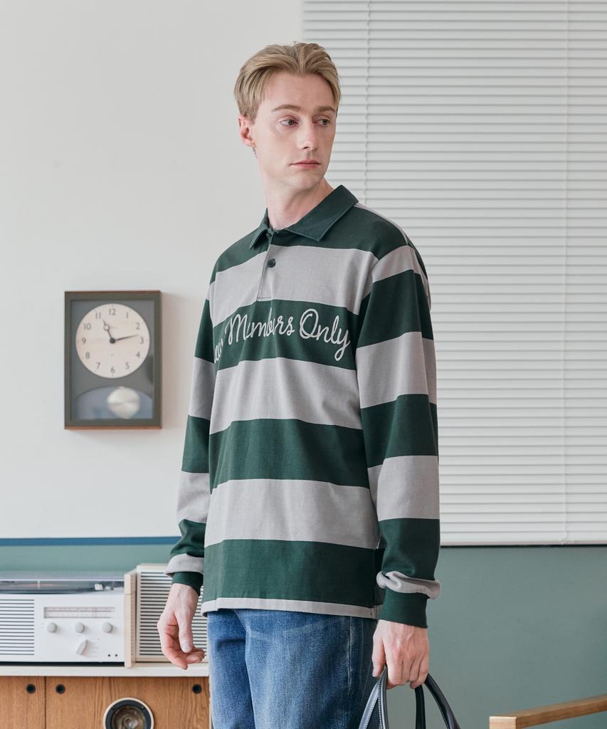 CREW MEMBERS ONLY Heritage Stripe Polo Green