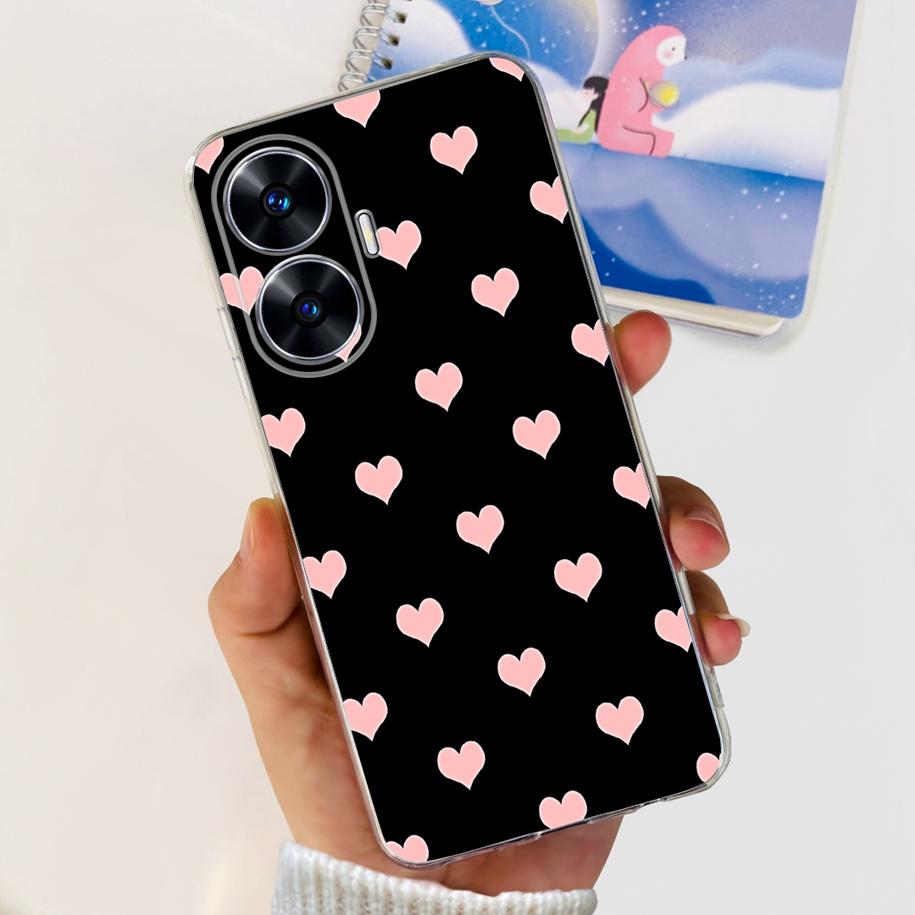 For Realme C55 4G Case 2023 Phone Cover Beautiful Flower Painted Soft Funda Clear Coque For Realme C55 2023 Bumper RealmeC55 Bag