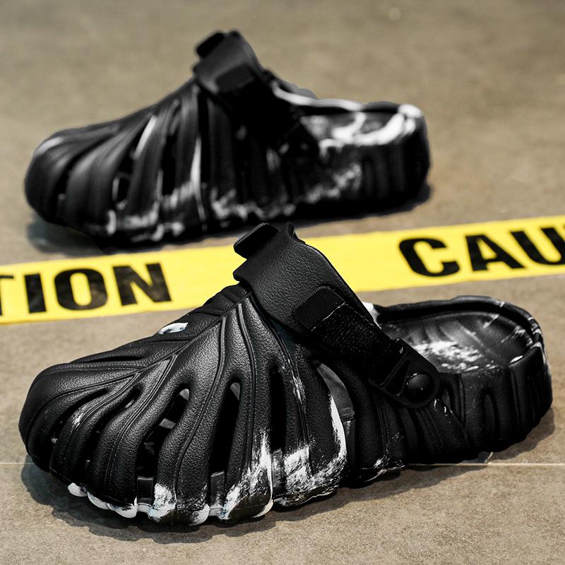 

Couple dopamine Summer outdoor slippers Fashion gradient color Trendy personality Men s large-sized slippers 35-36 чёрный