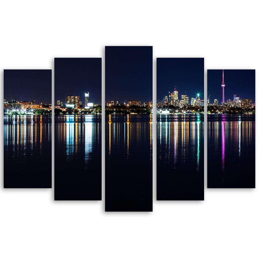 Pięcioczęściowy obraz na płótnie New York Skyline Night