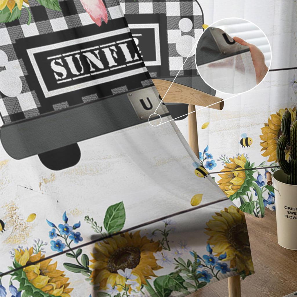 Farm Fresh Sunflower Pig Wood Plank Texture Sheer Curtains for Living Room Modern Bedroom Voile Tulle Curtain Window Drapes