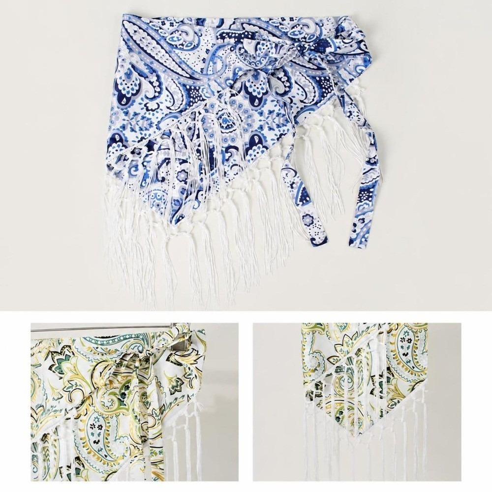 Paisley Print Hip Scarf Self-tie Waist Wrap Bohemian Tie-up Scarf  Beach Wear