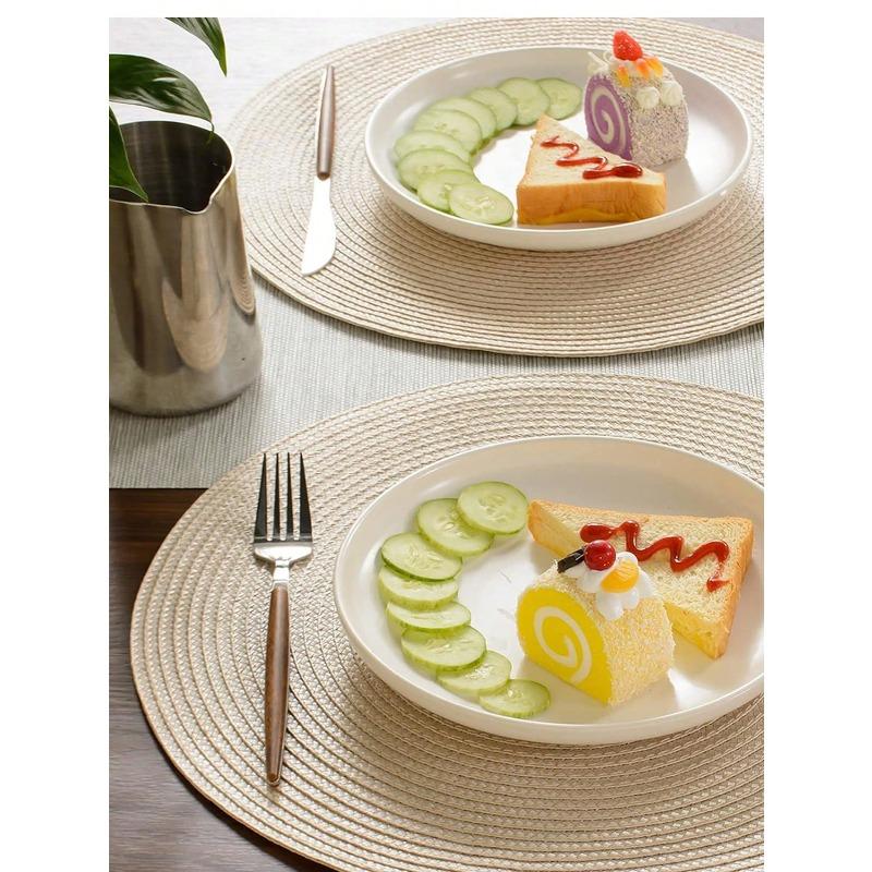 15-Inch Round Woven PP Placemats, Multi-Color Options, Washable Non-Slip Heat-Resistant Table Mats Coasters