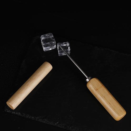 Ice Picks Stainless Steel Ice Cone with Wooden Handle Manual Ice Modeler Ice Crusher Tool for Ice Sculptures Mixing And Chiseling