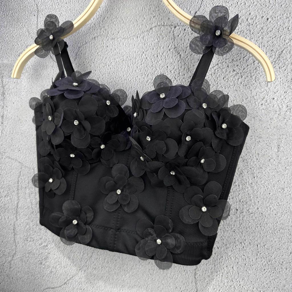 Håndlaget Perlebesatt Stroppeløs Tanktopp med Fiskebenskorsett for Sceneopptredener Dameklær Camis & Tanktopper