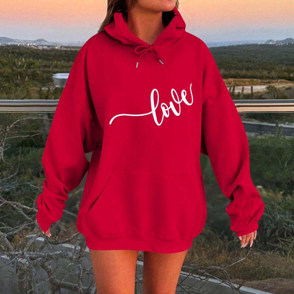 Damska luźna wygodna casualowa modna bluza z kapturem z długim rękawem z nadrukiem postaci