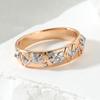 Gorgeous Inlaid White CZ Flower Women's Ring Classic Gold Color Hand Carving Daily Wear Party Jewelry Anniversary Gift