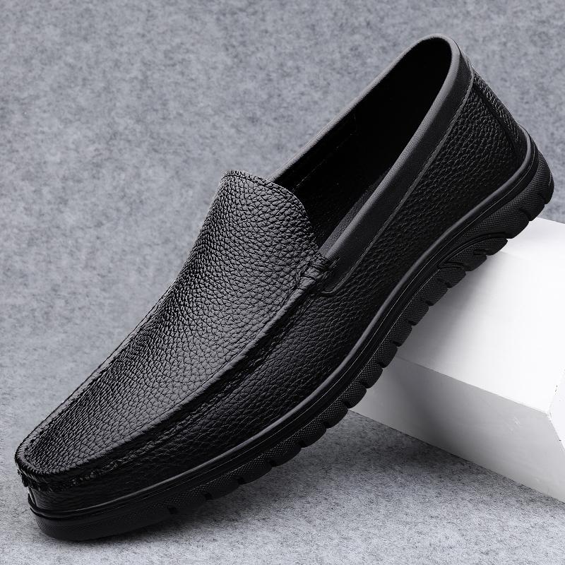 Broken size breathable casual leather shoes soft leather soft sole Doudou shoes driving lazy shoes