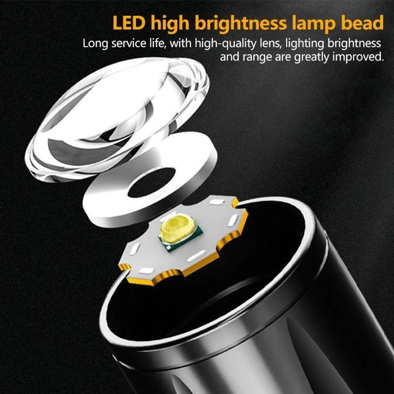Mini Torch LED Şarj Edilebilir El Feneri Taşınabilir USB Şarj El Feneri Yüksek Güç Bankası Kamp Su Geçirmez Uzun Menzilli Fener