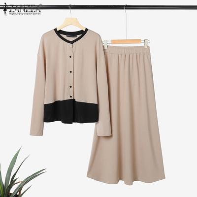 Damen Langarmbluse und Lange Röcke Lässige Zweiteiler Anzugsets