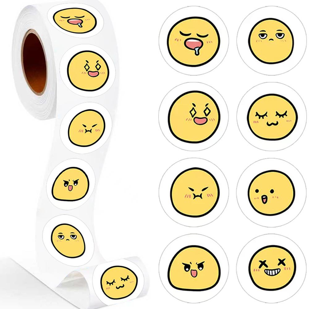 100-500pcs Cartoon Yellow Expression Stickers Wedding Birthday Party Gift Wrapping Label Scrapbook Cute Stationery Stickers