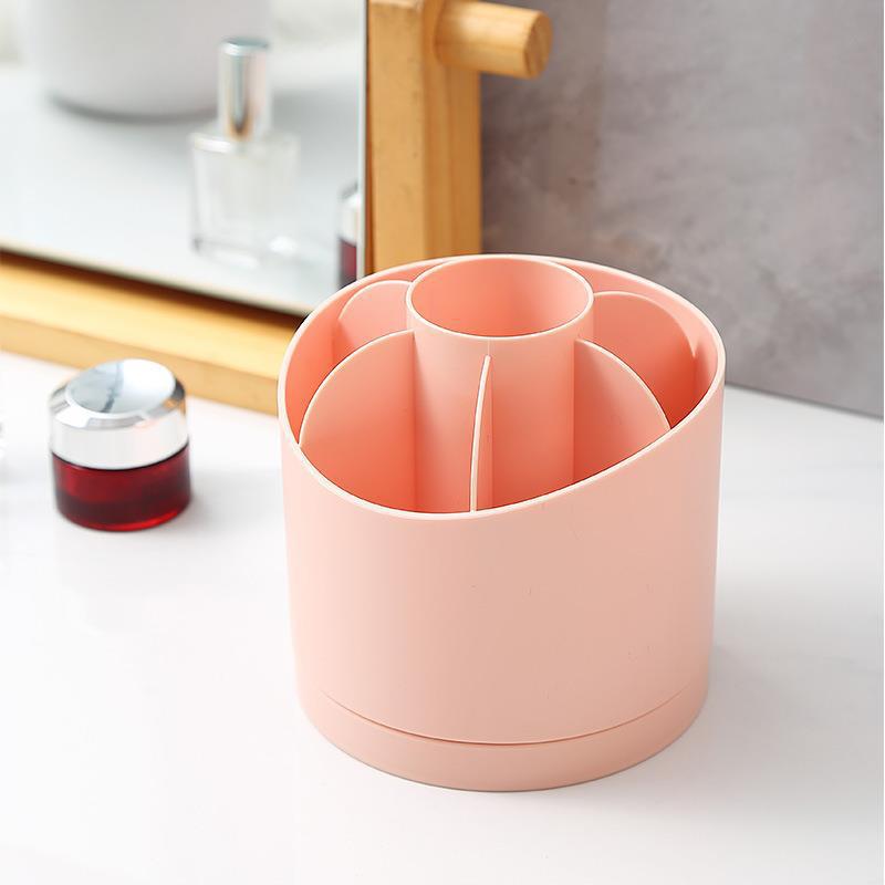 

Dual Rotating Pen and Makeup Holder: Two-in-One Desktop Organizer for Pens, Brushes, Lipsticks, and Stationery.