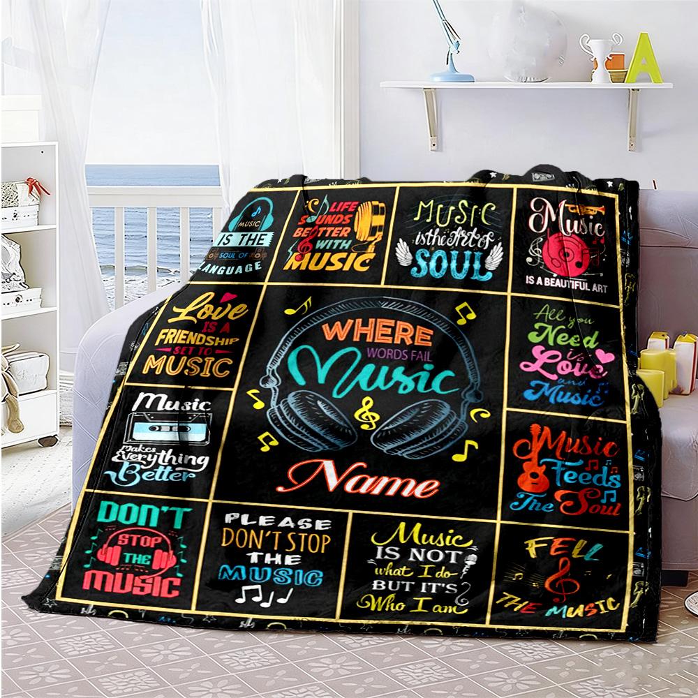 Music Customize Text Blanket Gift Personalized Blanket Durable Comfort Suitable for Couch Picnics Bed Home Decor for All Occasions
