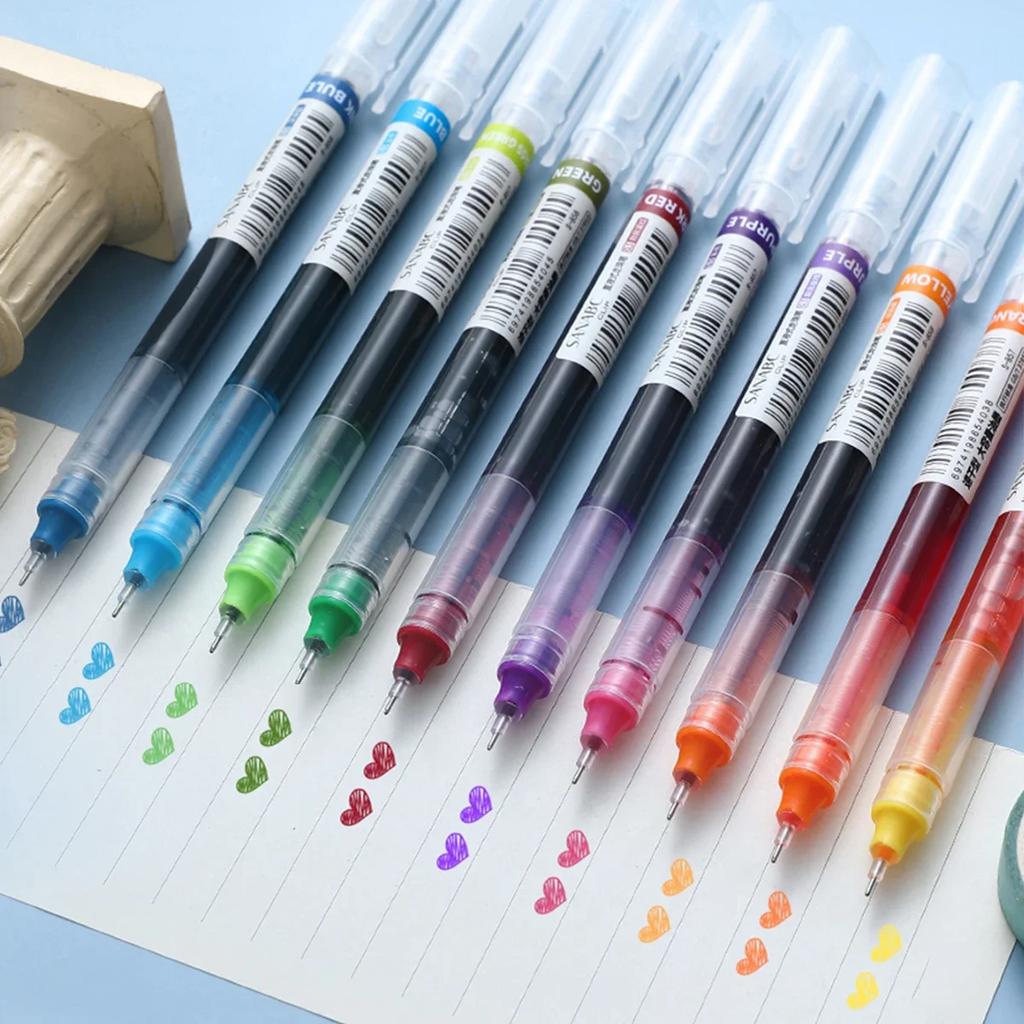 12Pcs Color Gel Pens. Quick Drying Large Capacity, 0.5mm, Suitable for Students, Note-taking, Marking, Drawing, Bookkeeping.