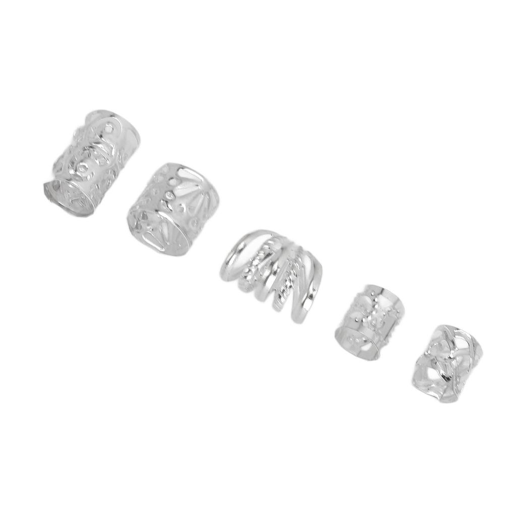 300pcs Beard Beads DIY Retro Lightweight Hair Tube Beads Exquisite Dreadlocks Bead for Men Women Silver