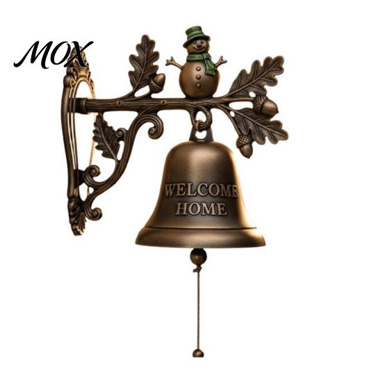 Resin Metal Hanging Bell Christmas Theme Welcome Doorbell, Vintage Door Bell, Decorative Indoor Living Room Decor Wall Mount for Garden Patio