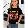 Girls Crew Neck Short Sleeve T-Shirt with Colorful Floral Print