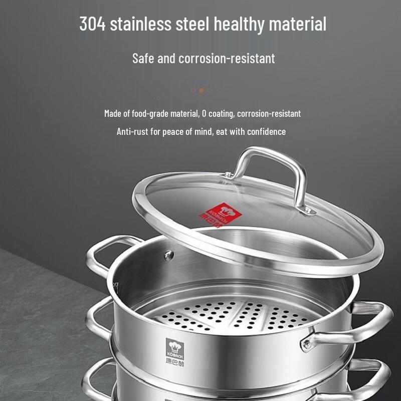 Konbach KBH Deutscher 3-lagiger Edelstahl 2-stöckiger Dampfgarer Topf