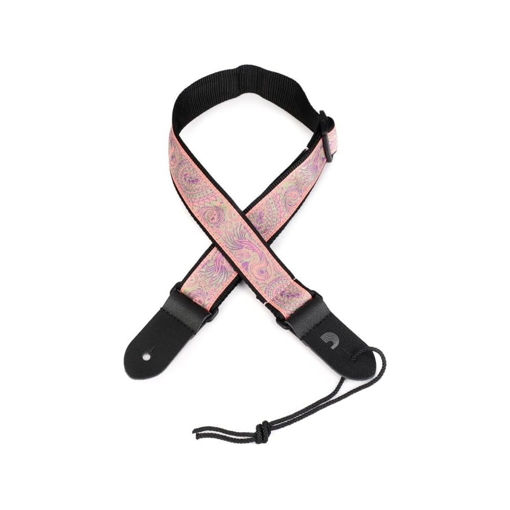 D Addario Jacquard Ukulele Strap, Paisley Pattern, Pink/Green, 15UKE03 [Domestic Genuine Product]