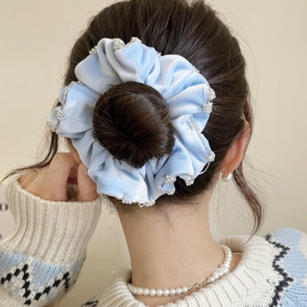 Ponytail Holder Velvet Scrunchies Elastic Hair Ring Fashion Rhinestone Hair Rope  Female