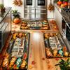 1Pcs Anti Fatigue Kitchen Rugs Pumpkin Maple Leaf Wood Grain Print Waterproof Non Slip Thick Cushioned Kitchen Mat Heavy Duty