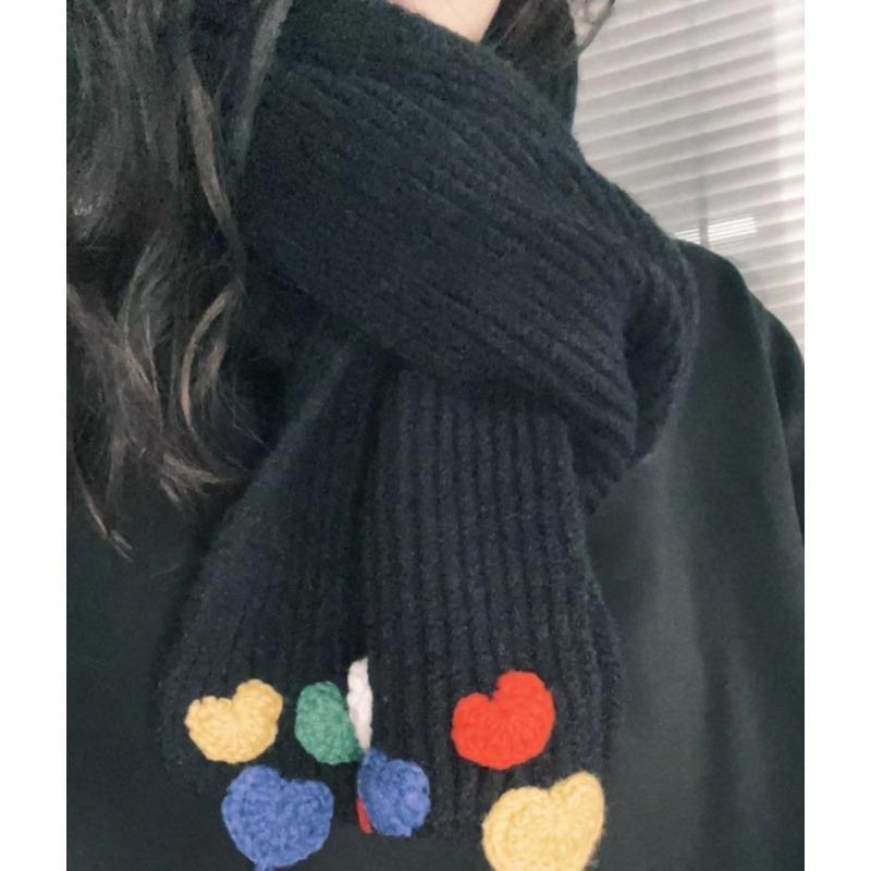 Solid Color Handmade Love Scarf Women's Autumn and Winter High-Quality Knitted Wool Warmth Korean Version Versatile Imitation Cashmere Scarf