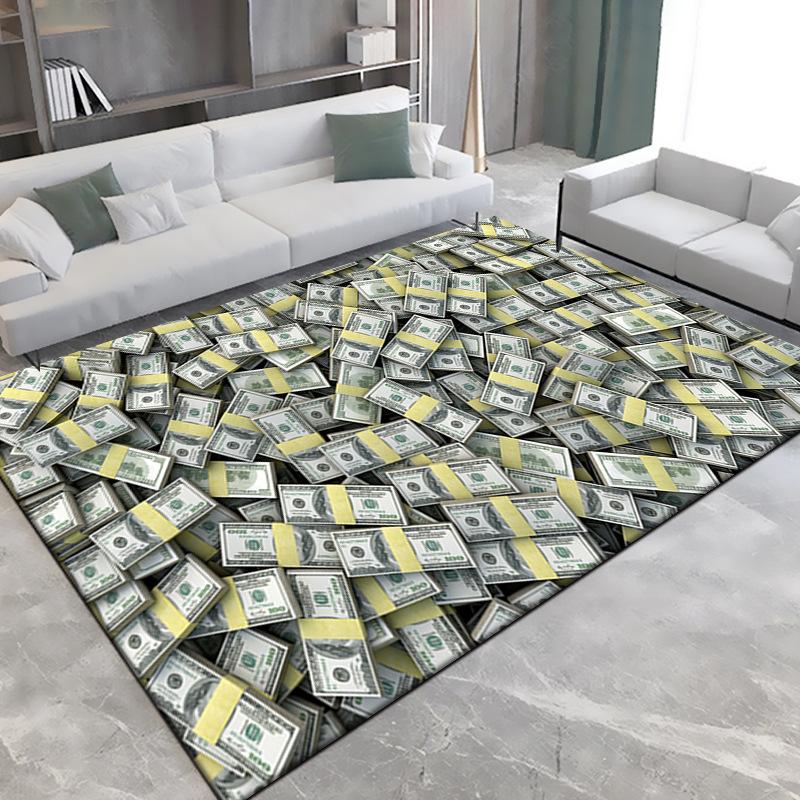 3D Dollar Printed Carpet Living Room Decorative Home Foyer Bedroom Bathroom Door Covers Non-Slip Area Rugs Non-Slip Area Rugs