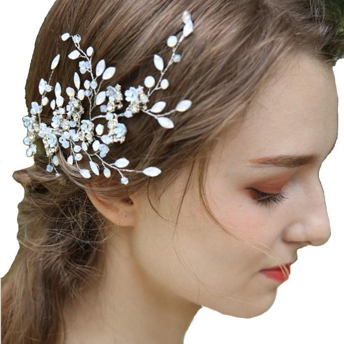 [Pioni Dream] Wedding Hair Accessory Rhinestone Leaf (Leaf Small Flower Blue) Leaf A