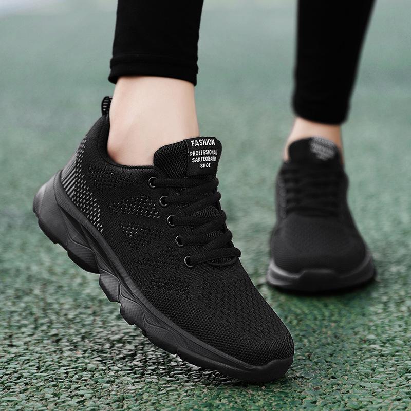 Spring and Autumn Women's Shoes Mesh Breathable Sneakers Women's Walking Casual Travel Shoes Lightweight Flying Weaving Student Running Shoes