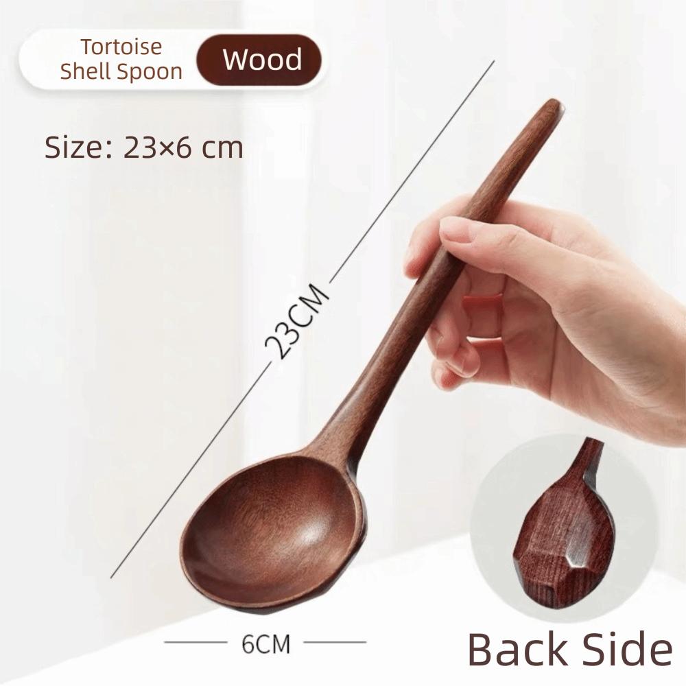 1Pc Wooden Mixing Spoon Long Handle Wood Tableware Japanese Style Soup Spoon  Dining Tableware
