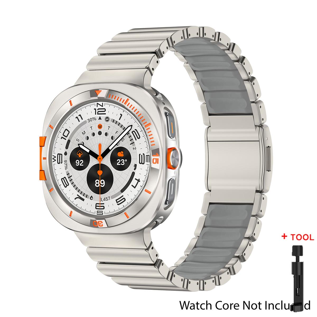 

Metal Case+Titanium Rubber Strap+= For Samsung Galaxy Ultra 2025 Metal Magnetic Business Alloy+PC Hard Cover Watch 7 Ultra 47mm Galaxy 7 Ultra 47mm