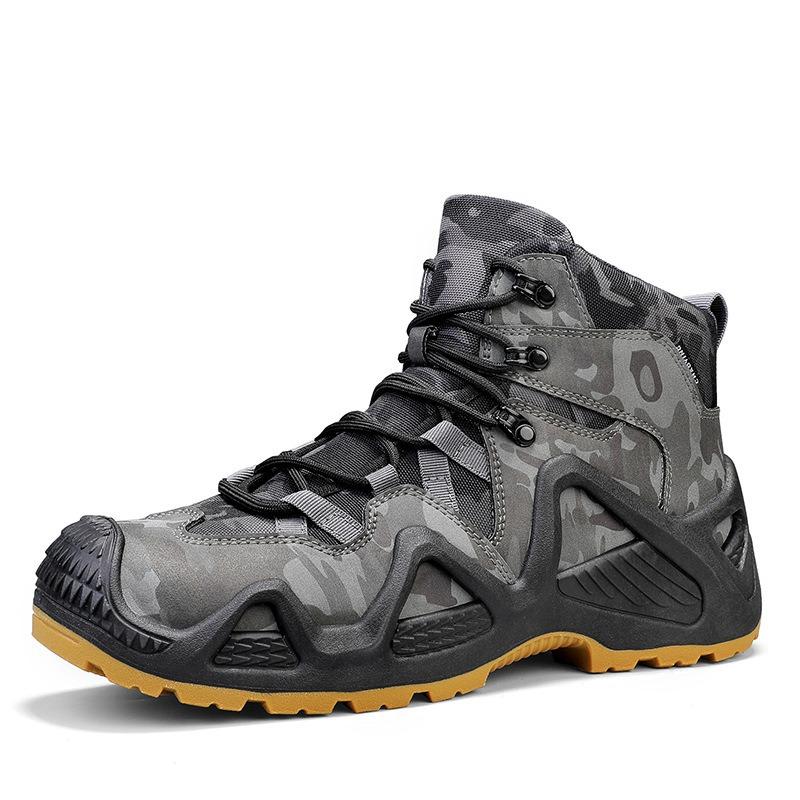 Autumn and Winter High-top Men's Outdoor Non-slip Mountaineering Boots Large Size Thick-soled Martin Boots Piled and Thickened