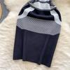 Summer Women French Senior Knitting Sweater Tank Dress Female O Neck Sleeveless High Elastic Slim Fit Sundress Patchwork Chic OL Mini Dress