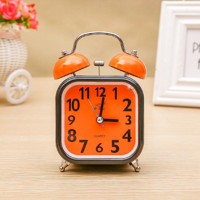 Square Metal Ringing Alarm Clock Ringing Alarm Clock Children and Students' Bedside Clock with Alarm Clock