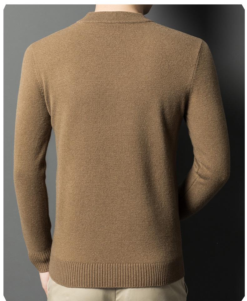 2025 Men's Pure Wool Round Neck Knit Sweater - Casual Long Sleeve Autumn/Winter Collection