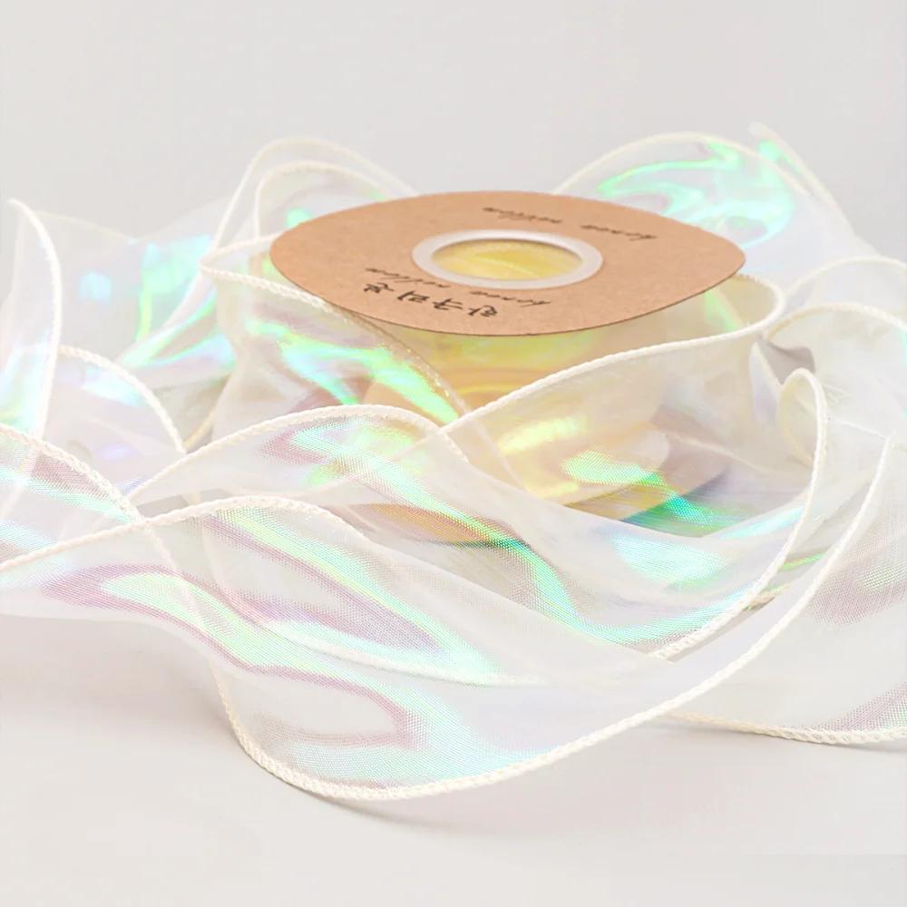 10yards Roll Solid Color Organza Ribbon Wavy Edge Fishtail Ribbon For Flower Bouquet Gifts Packaging Wedding Party Decorations