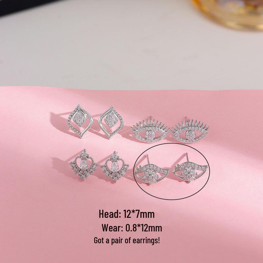 Copper-Plated Gold & Silver Demon Eye Earrings with Zircon for Women - Niche Luxury Design