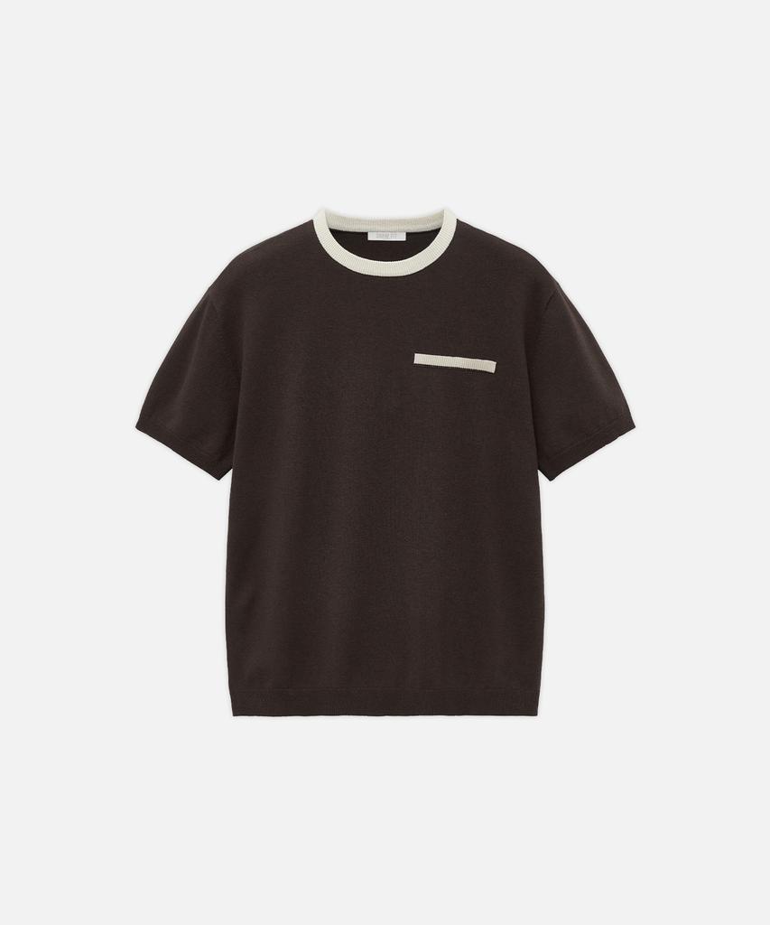 DRAW FIT Contrast Round Half Knit [Brown]