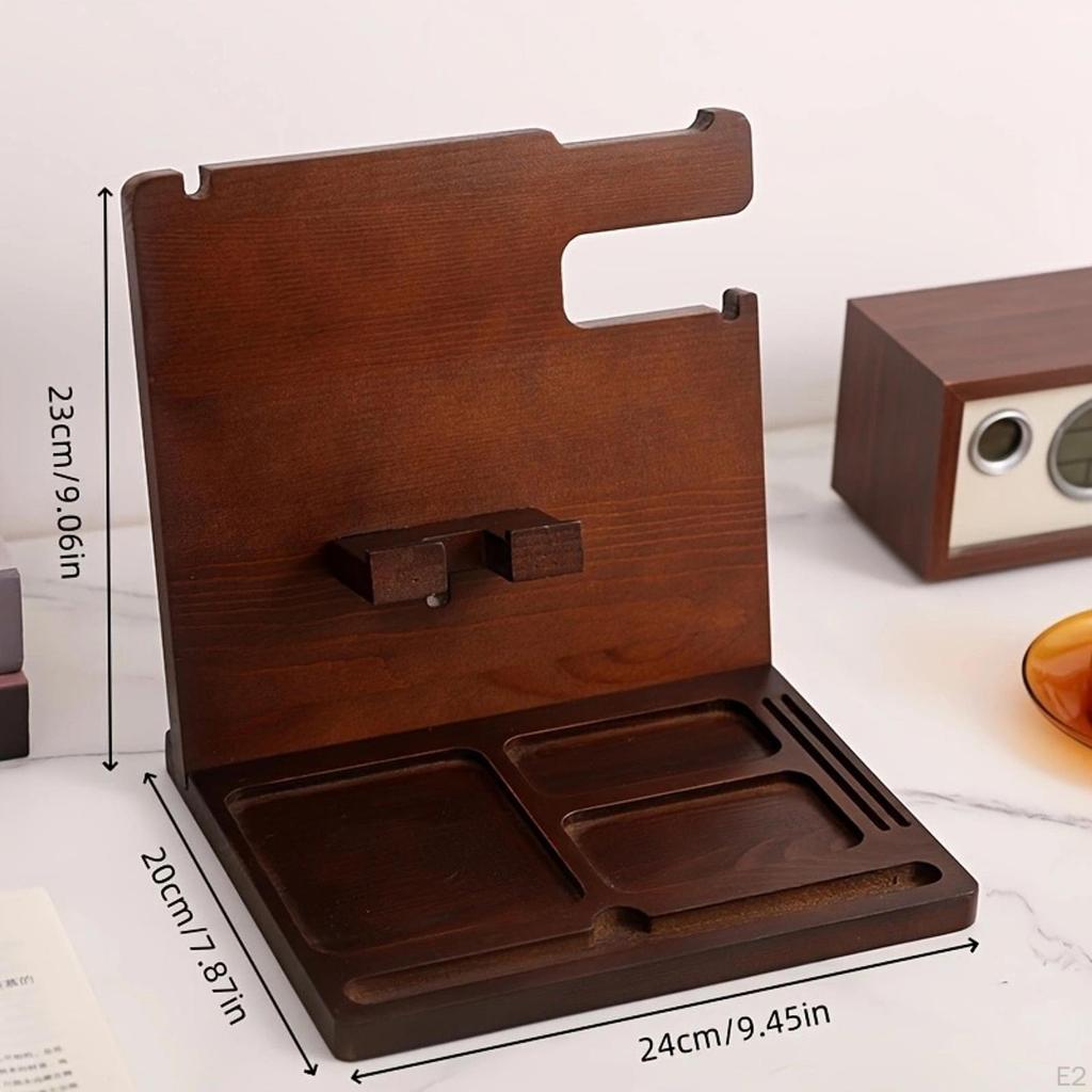 Wooden Phone Docking Station Bedside Watch Stand Simple Sturdy Utility Desk or NightStand Organizer